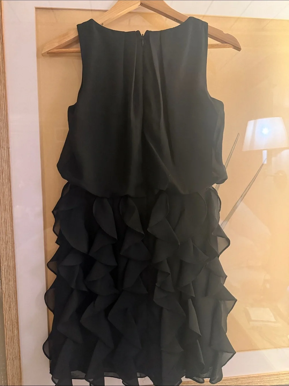 Coldwater Creek Black Sleeveless Ruffle Chiffon Dress
